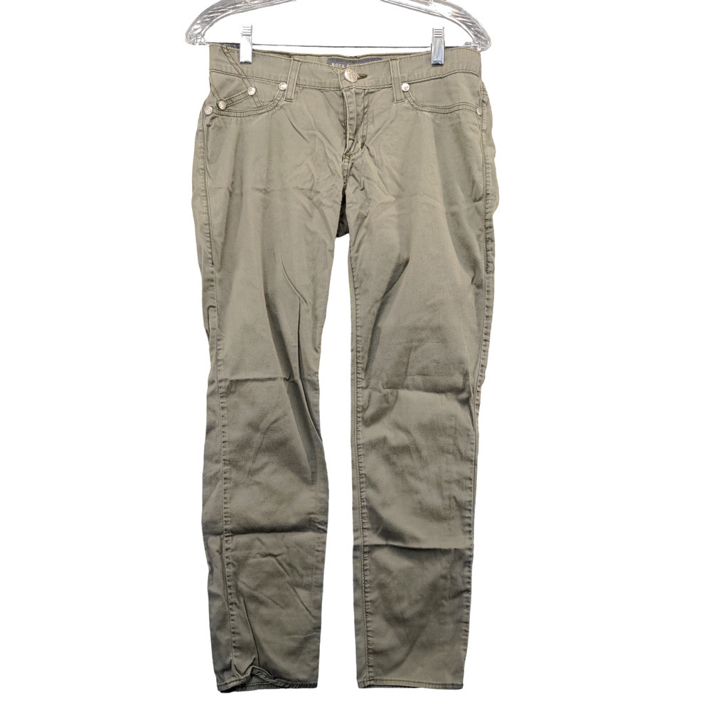 Rock & Republic Womens Embry Straight Leg Pants Army Green Size 28x29 5-Pocket